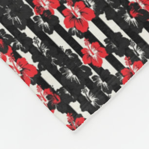 Rot- und Schwarz-Blumen-Decke Fleecedecke
