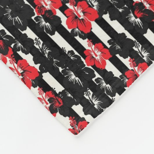 Rot- und Schwarz-Blumen-Decke Fleecedecke (Ecke)