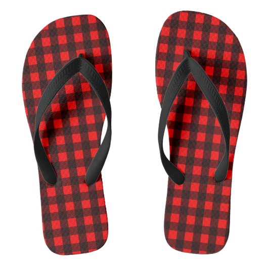 Rot und Schwarz Buffalo Kariert Badesandalen (Fußbett)