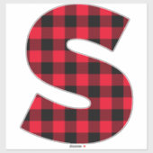 Rot und Schwarz Buffalo Kariert, Bold Monogram S Aufkleber (Blatt)