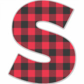 Rot und Schwarz Buffalo Kariert, Bold Monogram S Aufkleber (Vorderseite)