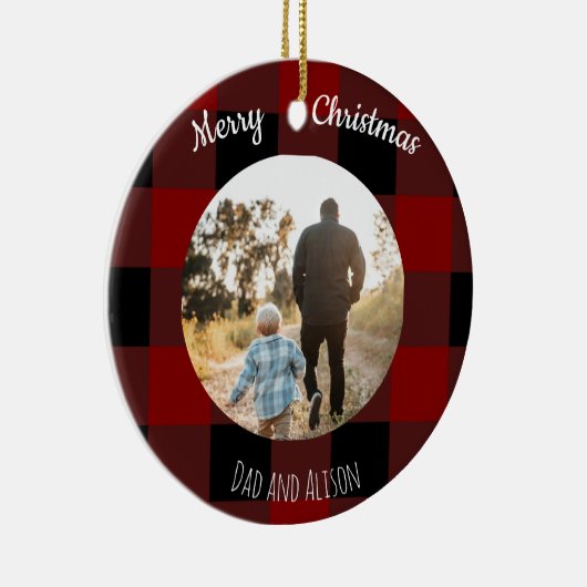 Rot und Schwarz Buffalo Kariert Ein Foto Keramik Ornament (Rechts)
