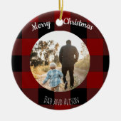 Rot und Schwarz Buffalo Kariert Ein Foto Keramik Ornament (Vorne)