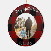 Rot und Schwarz Buffalo Kariert Ein Foto Keramik Ornament (Links)