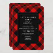 Rot und Schwarz Buffalo Kariert  Einladung (Vorne/Hinten)