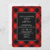 Rot und Schwarz Buffalo Kariert Einladung (Vorderseite)