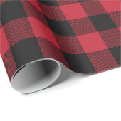 Rot und Schwarz Buffalo Kariert Gemustert Geschenkpapier (Rolleneckpunkt)