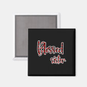 Rot und Schwarz Buffalo Kariert gesegnete Schweste Magnet (Vorderseite/Rückseite)