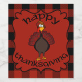 Rot und Schwarz Buffalo Kariert | Glückliches Ernt Weinetikett (Einzelnes Label)