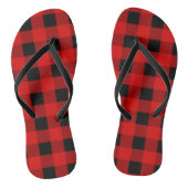 Rot und Schwarz Buffalo Kariert Holiday Gingham Badesandalen (Fußbett)