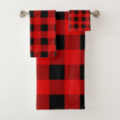 Rot und Schwarz Buffalo Kariert Holiday Gingham Badhandtuch Set (Insitu)