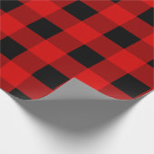 Rot und Schwarz Buffalo Kariert Holiday Gingham Geschenkpapier (Ecke)