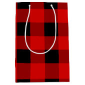Rot und Schwarz Buffalo Kariert Holiday Gingham Mittlere Geschenktüte (Vorderseite)