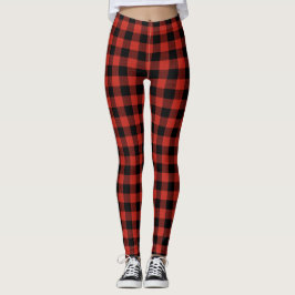Rot und Schwarz Buffalo Kariert Leggings