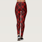 Rot und Schwarz Buffalo Kariert Leggings (Rückseite)