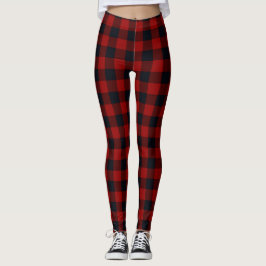 Rot und Schwarz Buffalo Kariert Leggings