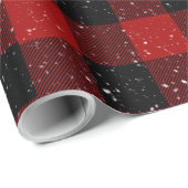 Rot und Schwarz Buffalo Kariert mit Schneeflocken Geschenkpapier (Rolleneckpunkt)