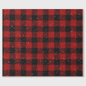 Rot und Schwarz Buffalo Kariert mit Schneeflocken Geschenkpapier (Flach)