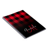 Rot und Schwarz Buffalo Kariert Ombre Monogram Notizblock (Rechte Seite)