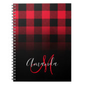 Rot und Schwarz Buffalo Kariert Ombre Monogram Notizblock (Vorderseite)