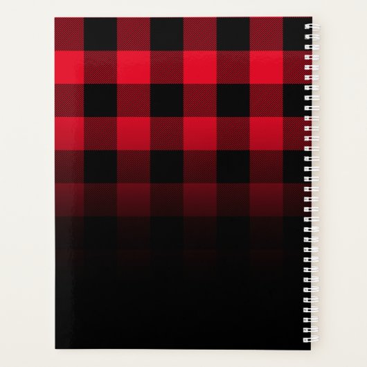 Rot und Schwarz Buffalo Kariert Ombre Monogram Planer (Rückseite)