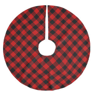 Rot und Schwarz Buffalo Kariert Patter Polyester Weihnachtsbaumdecke