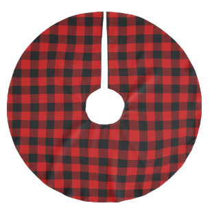Rot und Schwarz Buffalo Kariert Patter Polyester Weihnachtsbaumdecke