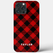 Rot und Schwarz Buffalo Kariert Personalisiert Case-Mate iPhone Hülle (Rückseite)