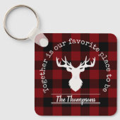 Rot und Schwarz Buffalo Kariert Rustikaler Familie Schlüsselanhänger (Vorderseite)