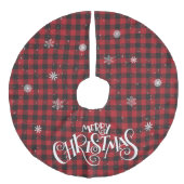 Rot und Schwarz Buffalo Kariert und Schneeflocken Leinenimitat Weihnachtsbaumdecke (Vorderseite)