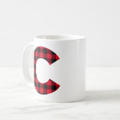 Rot und Schwarz Buffalo, Karierter fett Letter C M Kaffeetasse (Vorderseite Links)