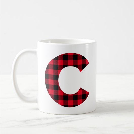 Rot und Schwarz Buffalo, Karierter fett Letter C M Kaffeetasse (Links)