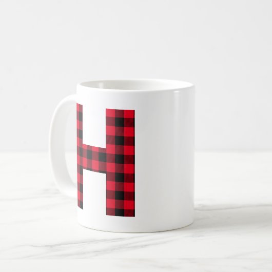 Rot und Schwarz Buffalo, Karierter fett Letter H M Kaffeetasse (Vorderseite Links)