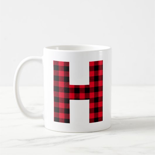 Rot und Schwarz Buffalo, Karierter fett Letter H M Kaffeetasse (Links)