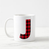 Rot und Schwarz Buffalo Karierter fett Letter J Mo Kaffeetasse (Links)