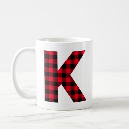 Rot und Schwarz Buffalo, Karierter fett Letter K M Kaffeetasse (Links)