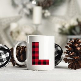 Rot und Schwarz Buffalo, Karierter fett Letter L M Kaffeetasse
