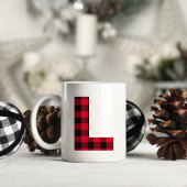 Rot und Schwarz Buffalo, Karierter fett Letter L M Kaffeetasse