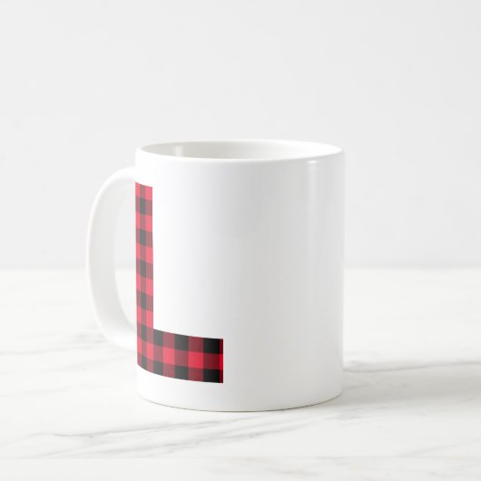 Rot und Schwarz Buffalo, Karierter fett Letter L M Kaffeetasse (Vorderseite Links)