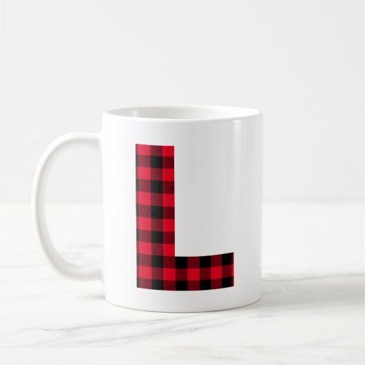 Rot und Schwarz Buffalo, Karierter fett Letter L M Kaffeetasse (Links)