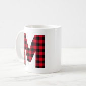 Rot und Schwarz Buffalo, Karierter fett Letter M M Kaffeetasse (Vorderseite Links)