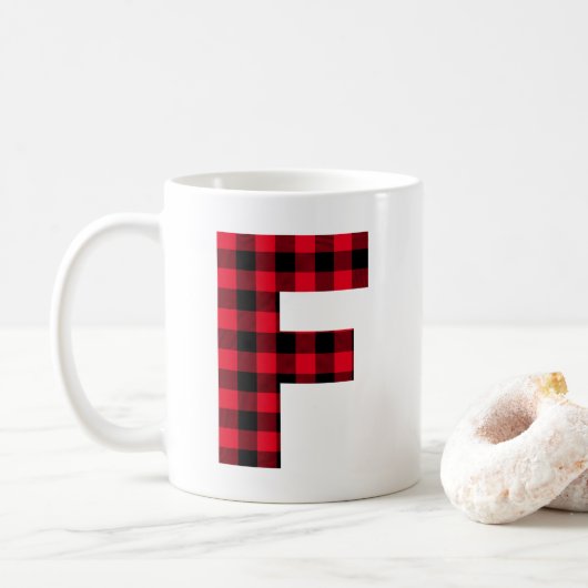 Rot und Schwarz Buffalo, Karierter fettgedruckter  Kaffeetasse (Mit Donut)