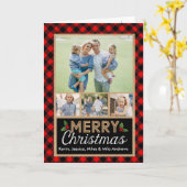 Rot und Schwarz Buffalo Karierter Karo Weihnachten Karte (Gelbe Blume)