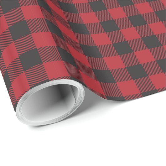 Rot und Schwarz Buffalo Karo Karierter Urlaub Geschenkpapier (Rolleneckpunkt)