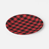 Rot und Schwarz Buffalo Karo Kariertes Muster Pappteller (Schrägansicht)