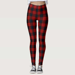 Rot und Schwarz Buffalo Karo Leggings
