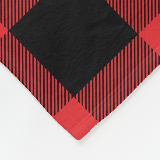 Rot und Schwarz Buffalo Karo Monogram Fleecedecke (Ecke)