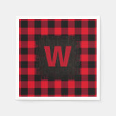 Rot und Schwarz Buffalo Karo Monogram Serviette (Vorderseite)