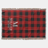 Rot und schwarz Buffalo Karo Monogram Woven Decke (Vorderseite)