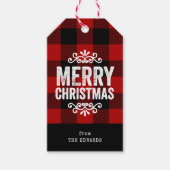 Rot und Schwarz Buffalo Karo Rustikale Weihnachten Geschenkanhänger (Vorderseite)